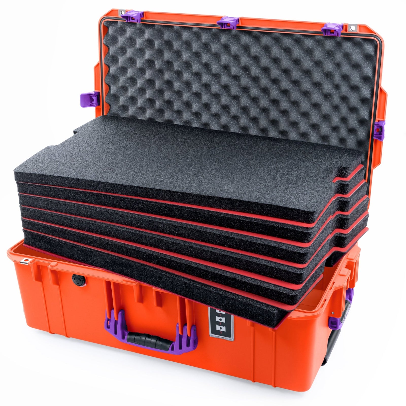 Pelican 1595 Air Case - Orange & Purple - DIY Tool Foam Kit / Convoluted Lid Foam