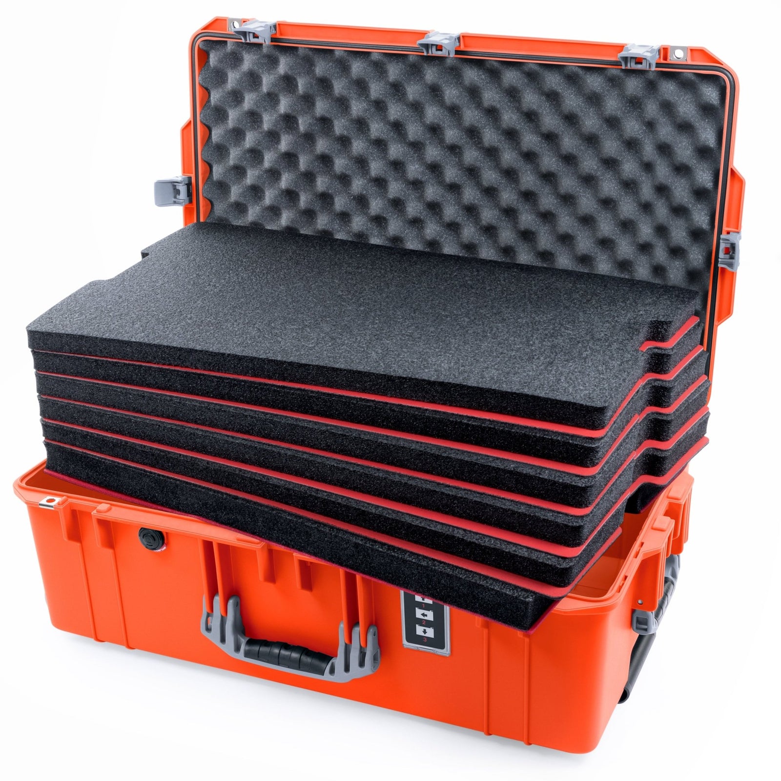 Pelican 1595 Air Case - Orange & Silver Trolley - DIY Tool Foam Kit / Convoluted Lid Foam