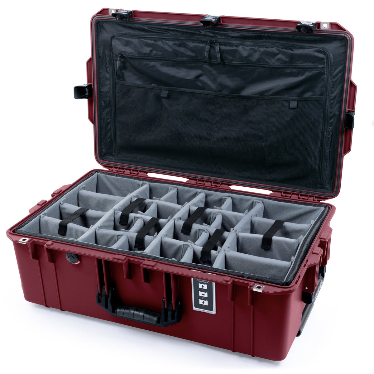 Pelican 1595 Air Case - Oxblood &amp; Black TSA Latches - Padded Microfiber Dividers / TRVL Lid Organizer