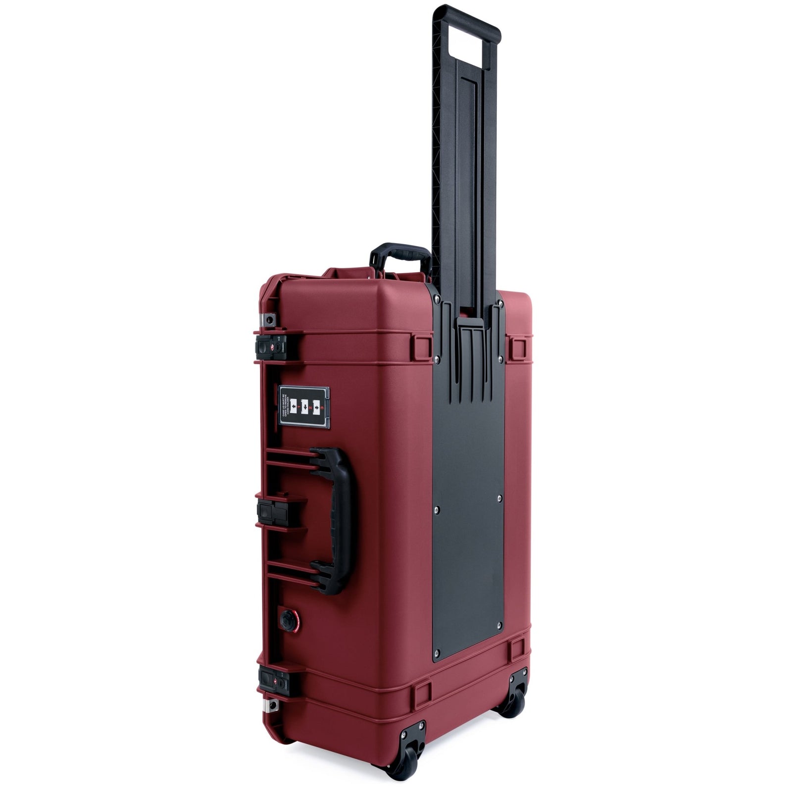 Pelican 1595 Air Case - Oxblood & Black TSA Latches + Trolley - Pick & Pluck Foam / TRVL Lid Organizer