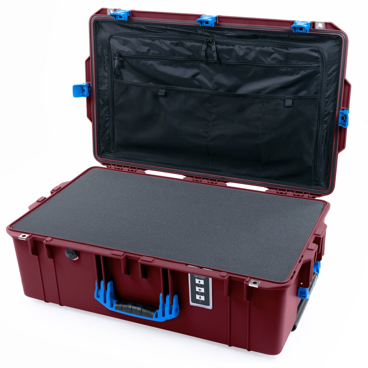 Pelican 1595 Air Case - Oxblood &amp; Blue - Pick &amp; Pluck Foam / TRVL Lid Organizer