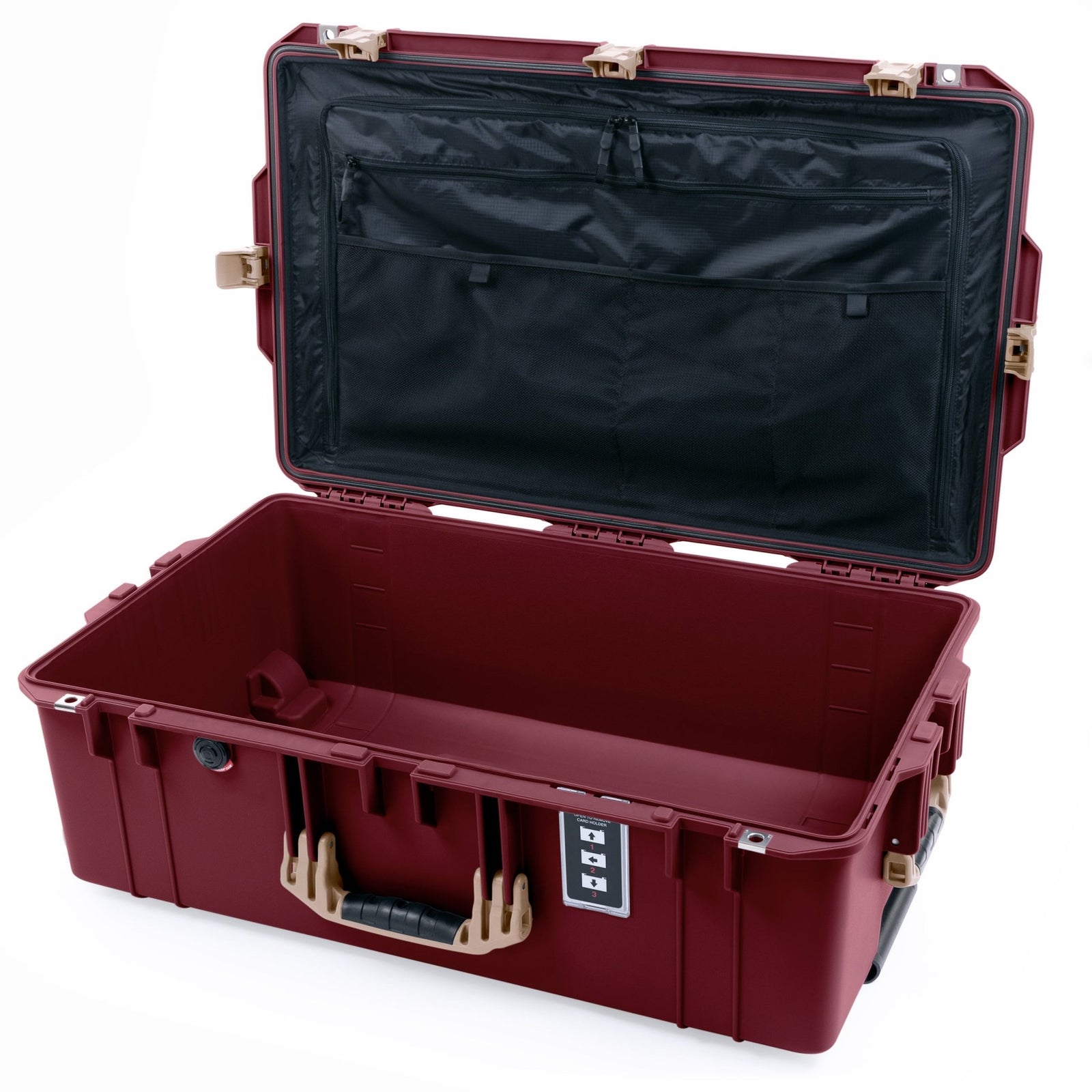 Pelican 1595 Air Case - Oxblood & Desert Tan Trolley - TRVL Lid Organizer Only