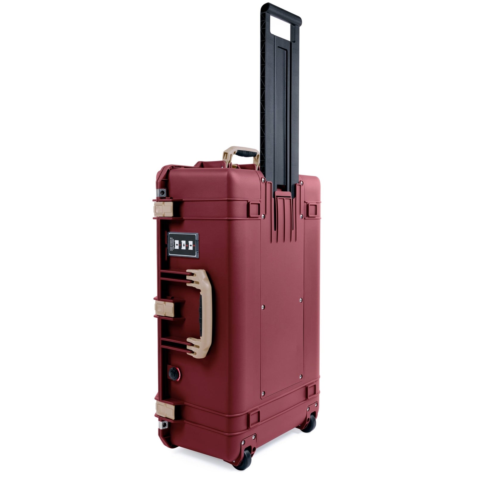Pelican 1595 Air Case - Oxblood & Desert Tan Trolley - Pick & Pluck Foam / TRVL Lid Organizer