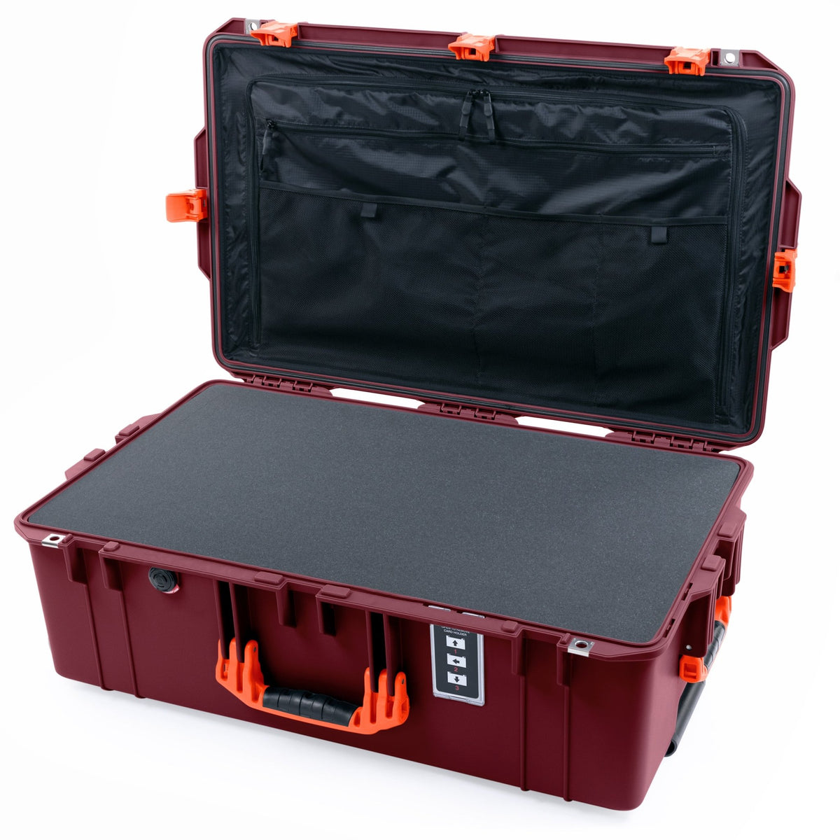 Pelican 1595 Air Case - Oxblood &amp; Orange - Pick &amp; Pluck Foam / TRVL Lid Organizer