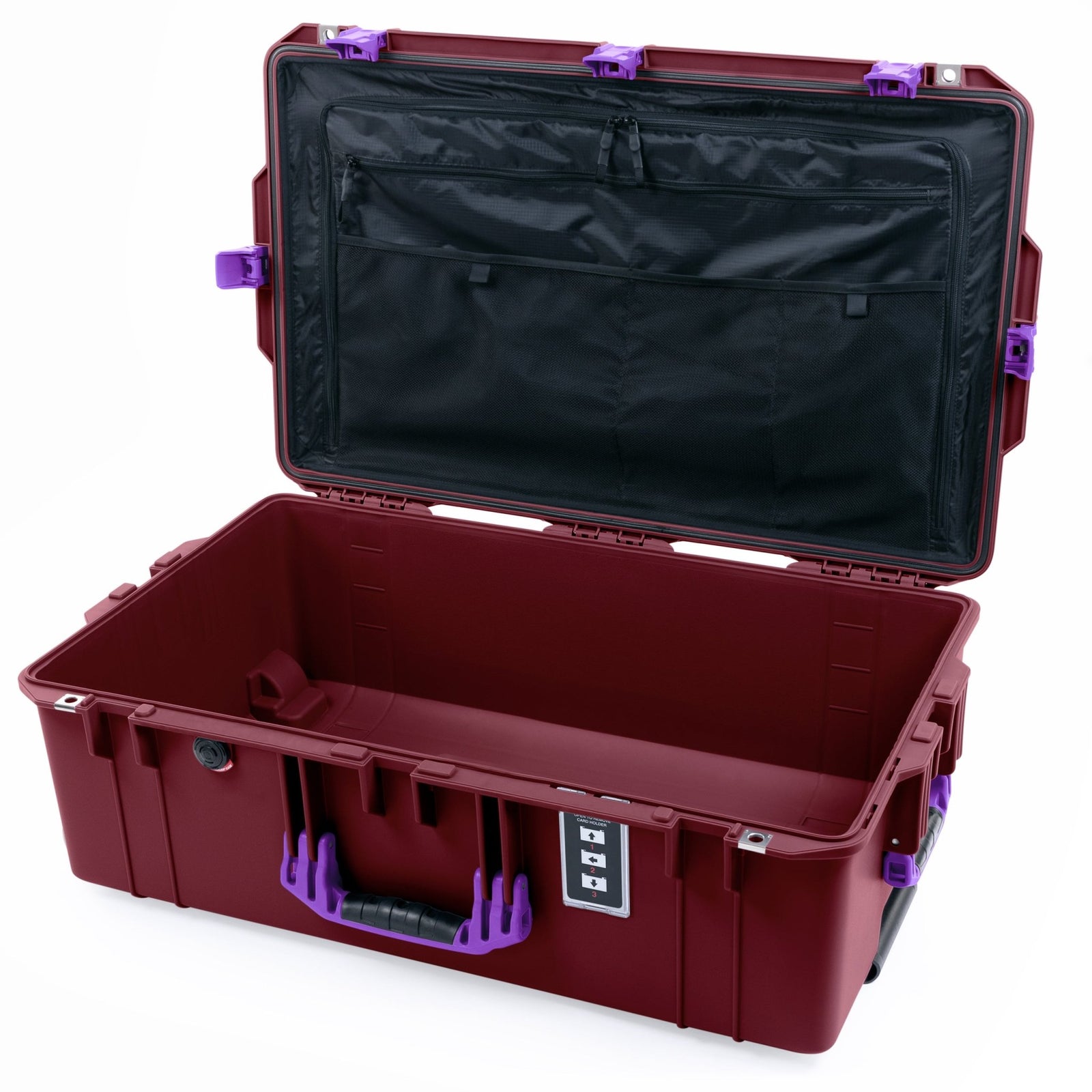 Pelican 1595 Air Case - Oxblood & Purple Trolley - TRVL Lid Organizer Only