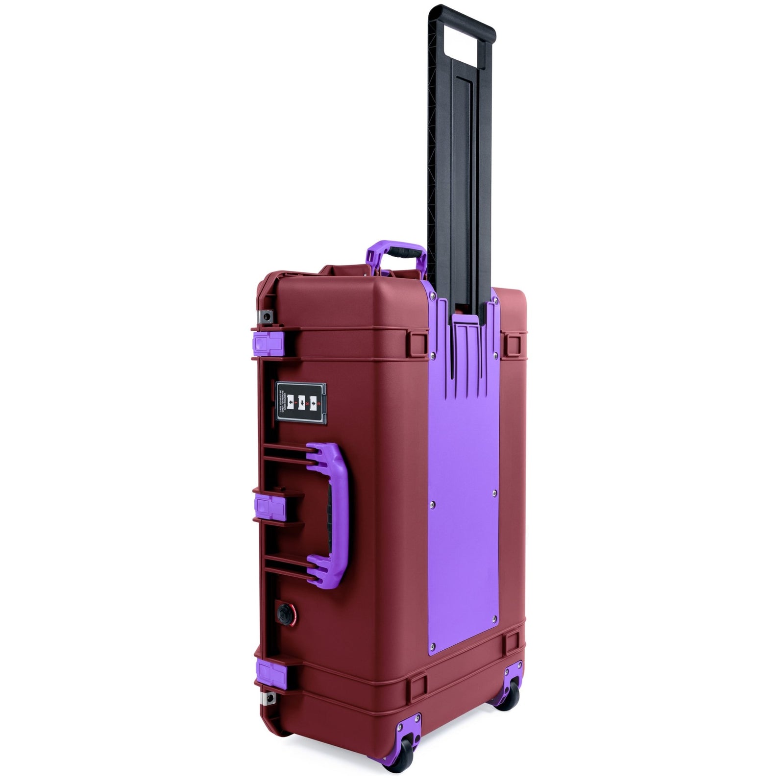 Pelican 1595 Air Case - Oxblood & Purple Trolley - Pick & Pluck Foam / TRVL Lid Organizer