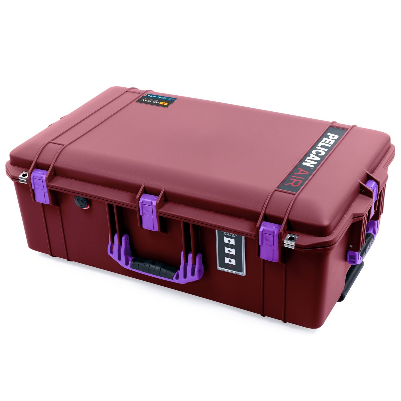 Pelican 1595 Air Case - Oxblood & Purple Trolley - Pick & Pluck Foam / TRVL Lid Organizer