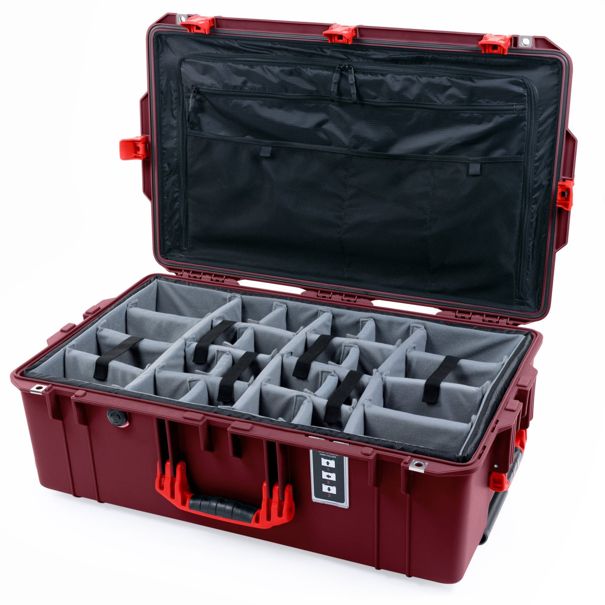 Pelican 1595 Air Case - Oxblood &amp; Red - Padded Microfiber Dividers / TRVL Lid Organizer