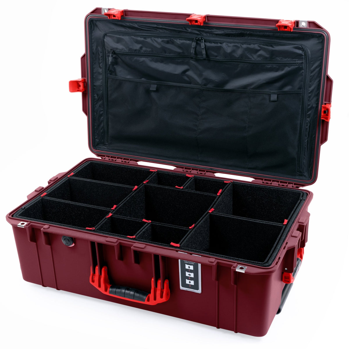 Pelican 1595 Air Case - Oxblood &amp; Red - TrekPak Divider System / TRVL Lid Organizer