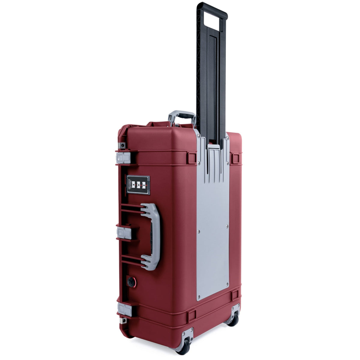 Pelican 1595 Air Case - Oxblood &amp; Silver Trolley - Pick &amp; Pluck Foam / TRVL Lid Organizer