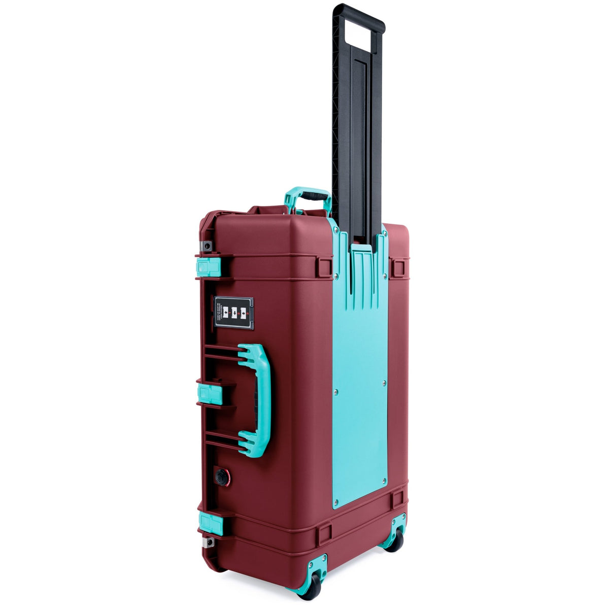 Pelican 1595 Air Case - Oxblood &amp; Teal Trolley - Pick &amp; Pluck Foam / TRVL Lid Organizer
