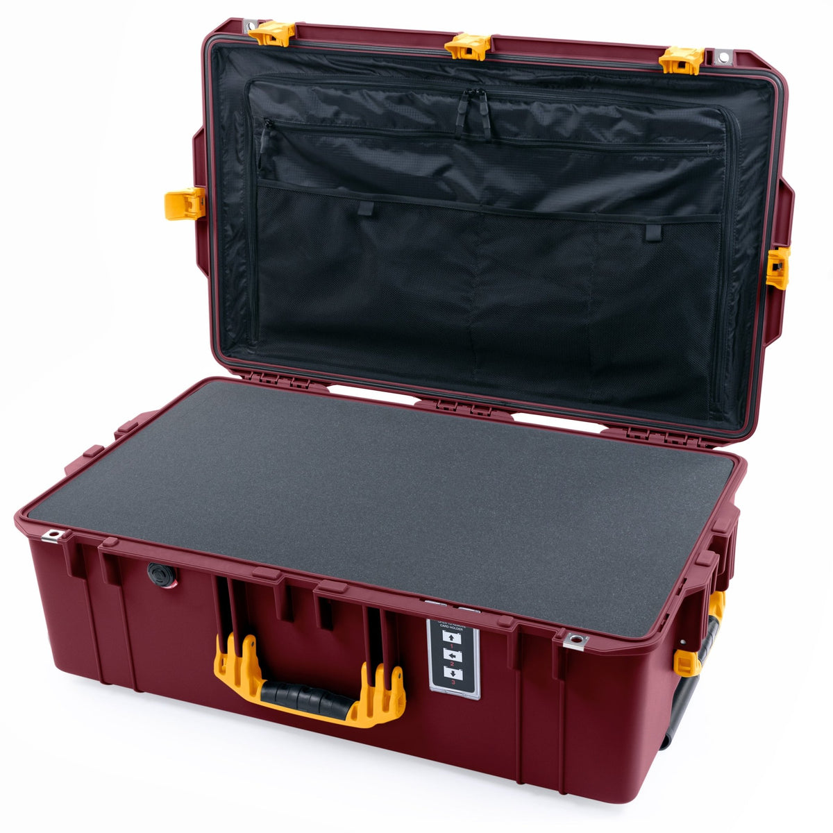 Pelican 1595 Air Case - Oxblood &amp; Yellow - Pick &amp; Pluck Foam / TRVL Lid Organizer
