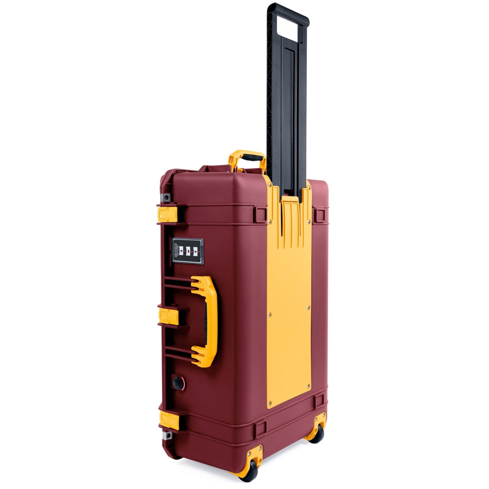 Pelican 1595 Air Case - Oxblood & Yellow Trolley - Pick & Pluck Foam / TRVL Lid Organizer