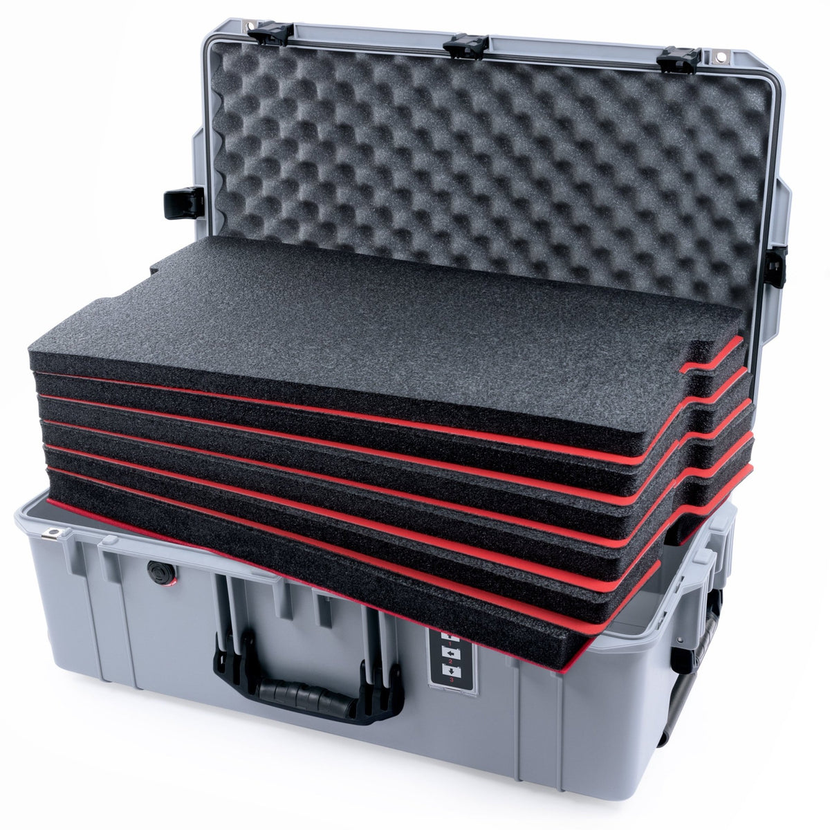 Pelican 1595 Air Case - Silver & Black Trolley - DIY Tool Foam Kit / Convoluted Lid Foam