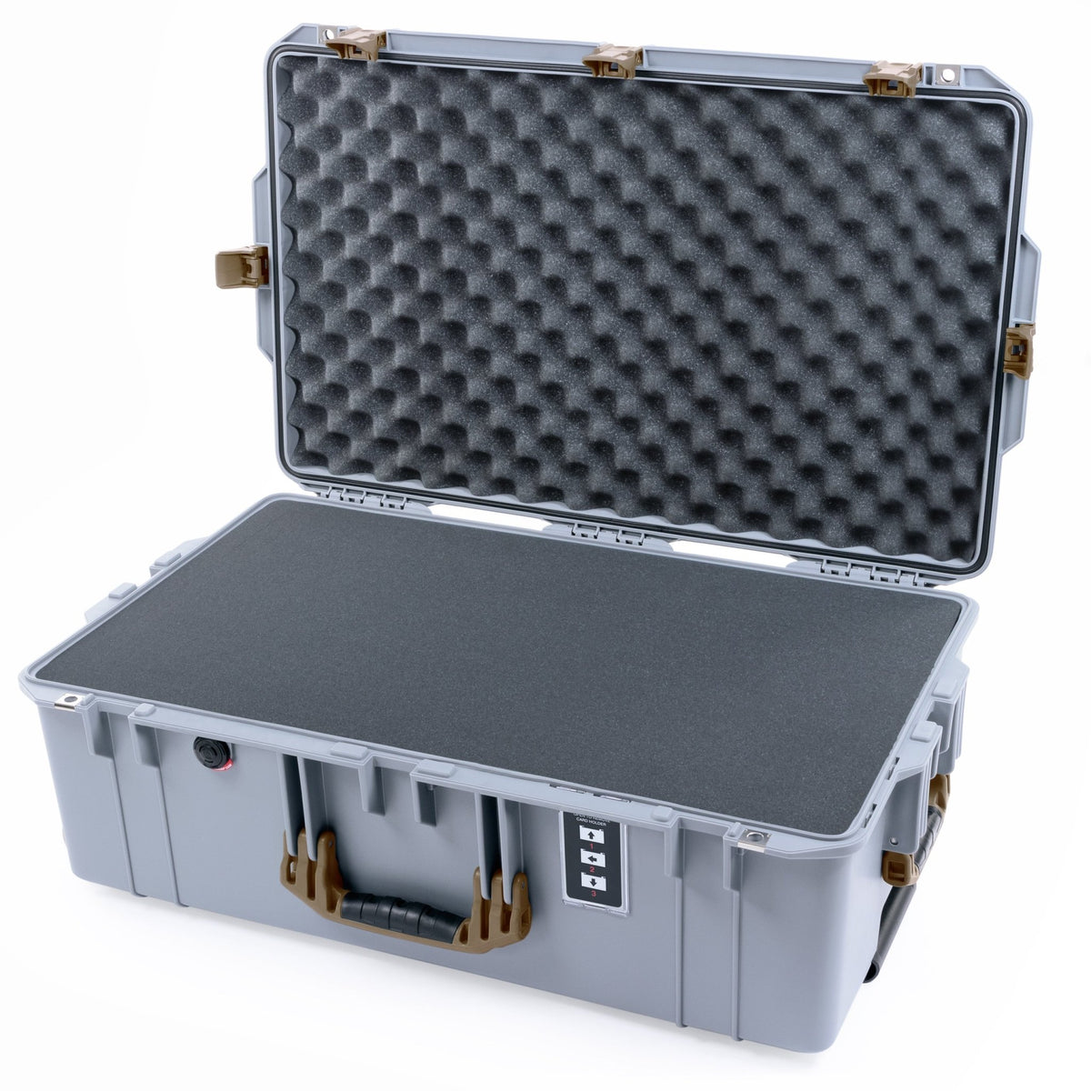 Pelican 1595 Air Case - Silver & Dark Desert Dirt - Pick & Pluck Foam / Convoluted Lid Foam