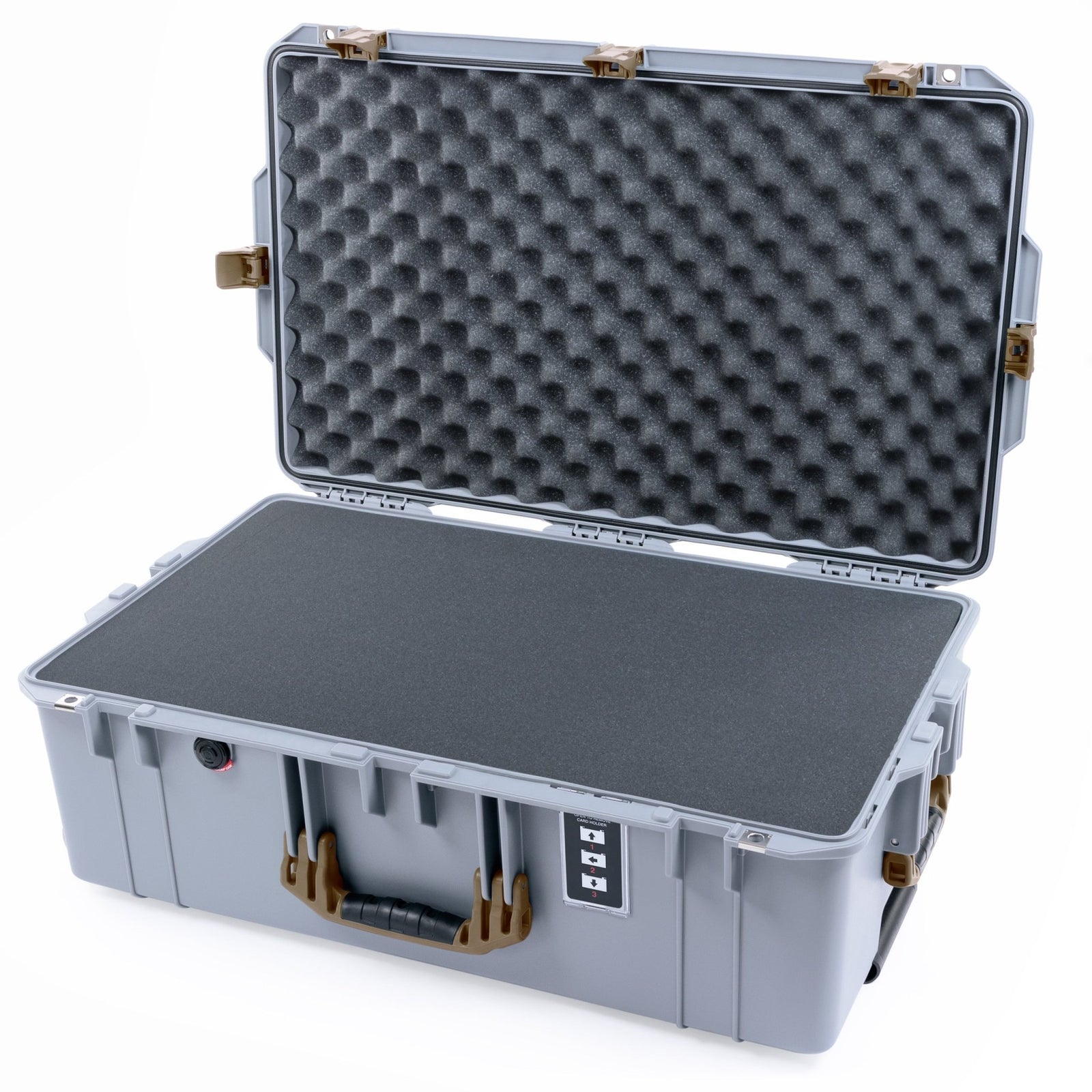 Pelican 1595 Air Case - Silver & Dark Desert Dirt - Pick & Pluck Foam / Convoluted Lid Foam
