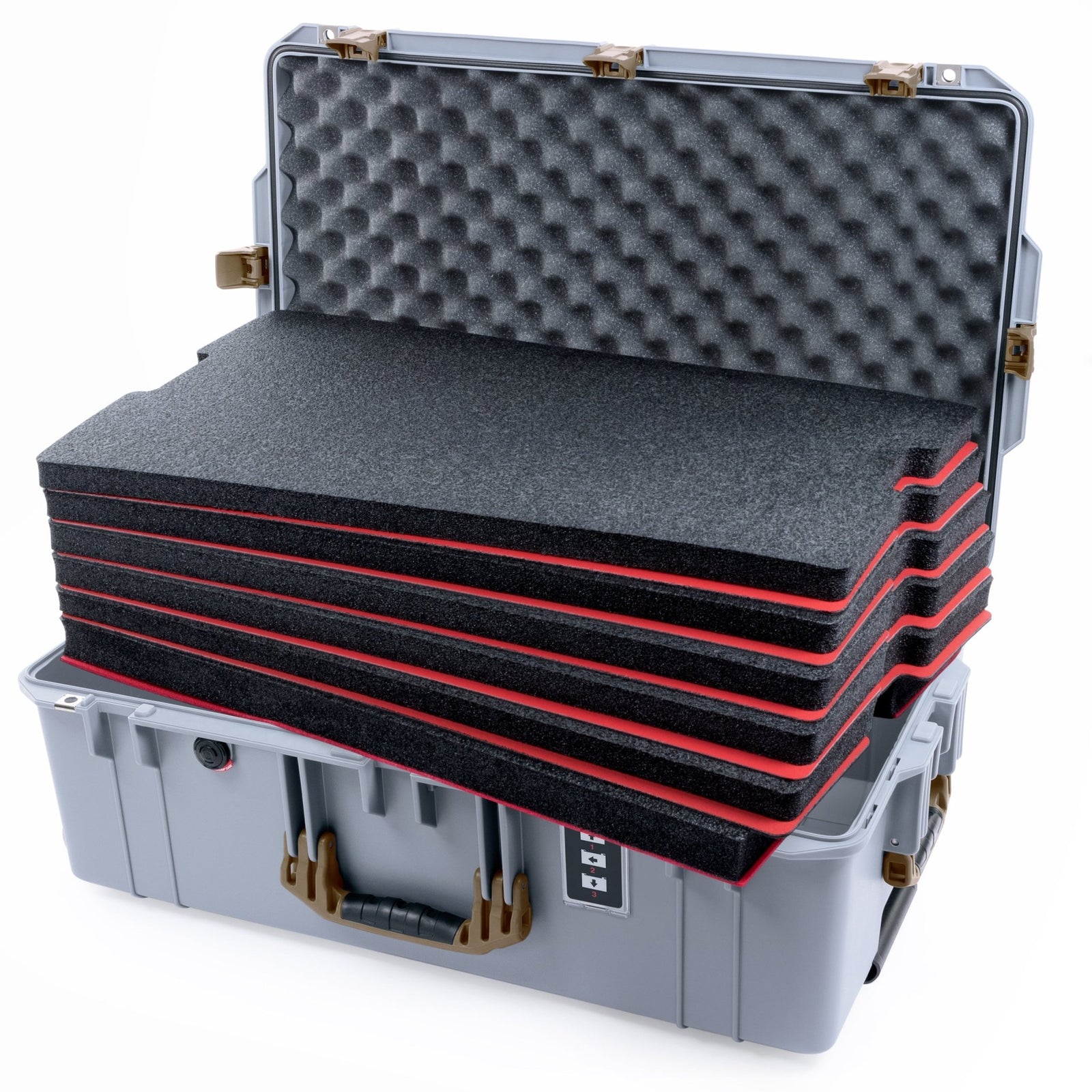Pelican 1595 Air Case - Silver & Dark Desert Dirt - DIY Tool Foam Kit / Convoluted Lid Foam