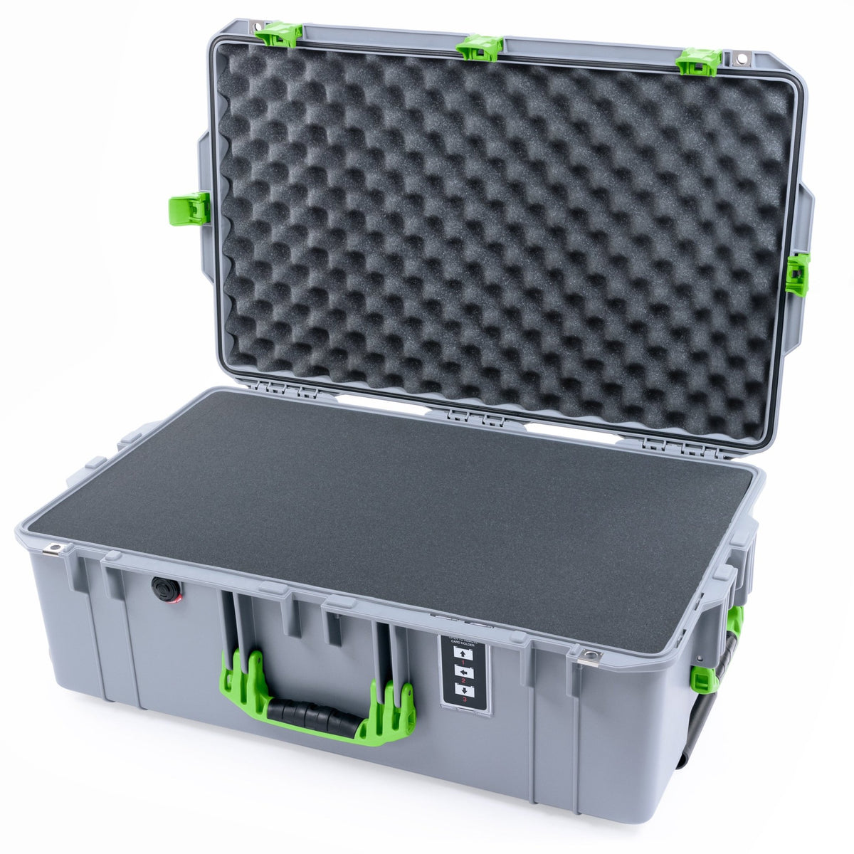 Pelican 1595 Air Case - Silver &amp; Lime Green - Pick &amp; Pluck Foam / Convoluted Lid Foam