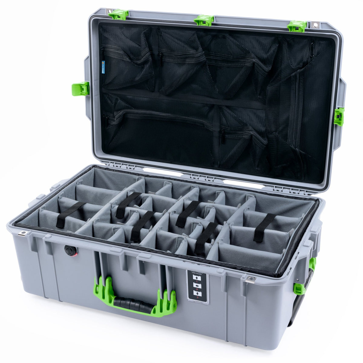 Pelican 1595 Air Case - Silver &amp; Lime Green Trolley - Empty