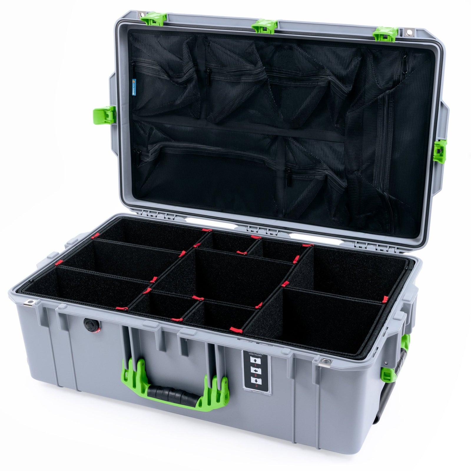 Pelican 1595 Air Case - Silver & Lime Green Trolley - Empty