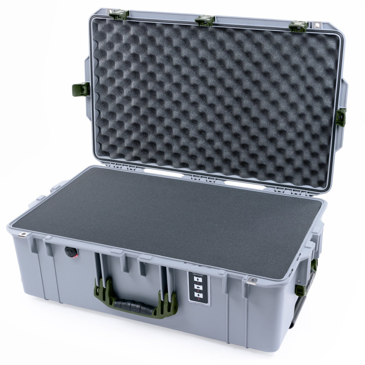 Pelican 1595 Air Case - Silver & OD Green - Pick & Pluck Foam / Convoluted Lid Foam