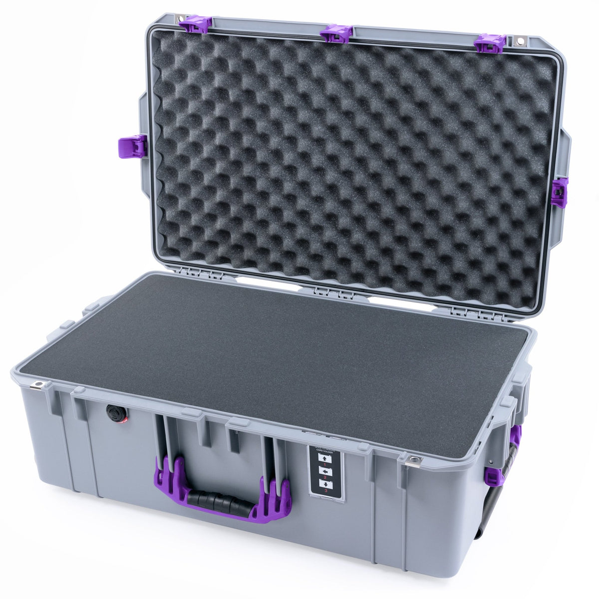 Pelican 1595 Air Case - Silver & Purple - Pick & Pluck Foam / Convoluted Lid Foam