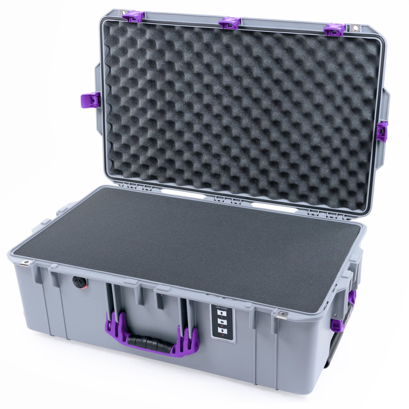 Pelican 1595 Air Case - Silver & Purple - Pick & Pluck Foam / Convoluted Lid Foam