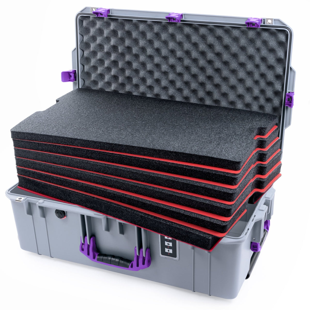 Pelican 1595 Air Case - Silver & Purple - DIY Tool Foam Kit / Convoluted Lid Foam