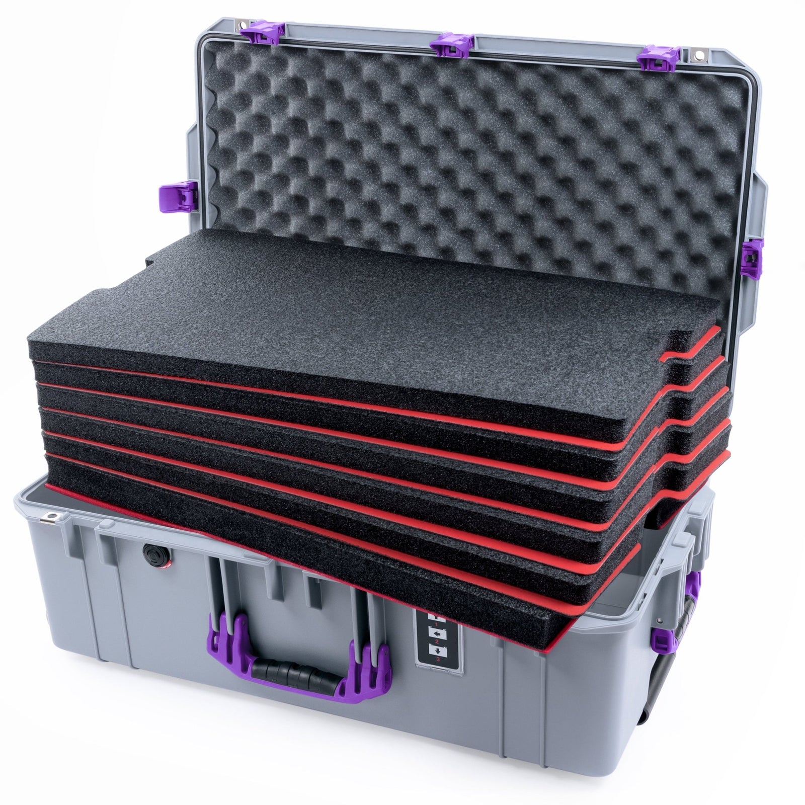 Pelican 1595 Air Case - Silver & Purple - DIY Tool Foam Kit / Convoluted Lid Foam