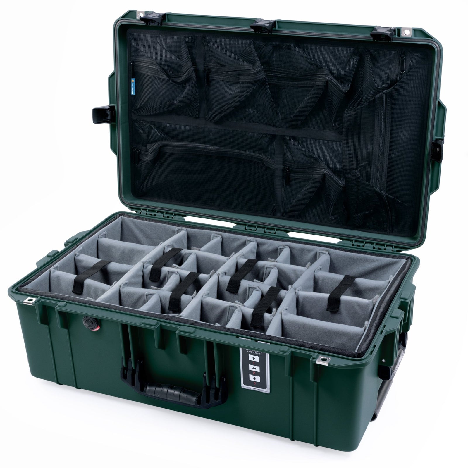 Pelican 1595 Air Case - Trekking Green & Black - Padded Microfiber Dividers / Mesh Lid Organizer