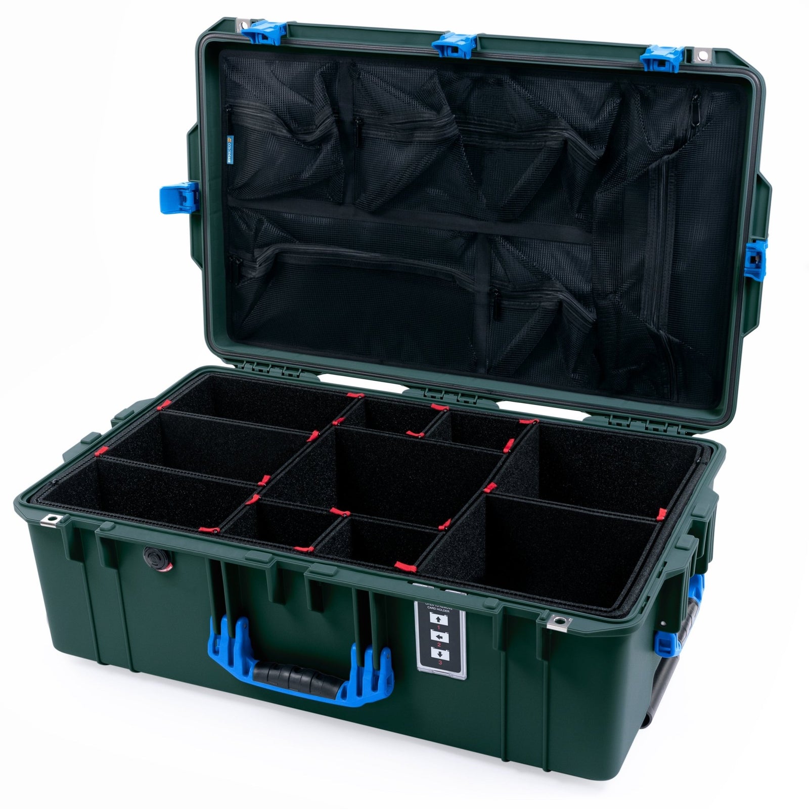 Pelican 1595 Air Case - Trekking Green & Blue - TrekPak Divider System / Mesh Lid Organizer
