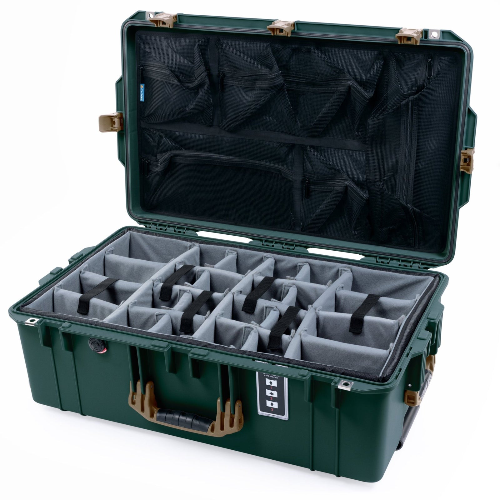 Pelican 1595 Air Case - Trekking Green & Dark Desert Dirt - Padded Microfiber Dividers / Mesh Lid Organizer