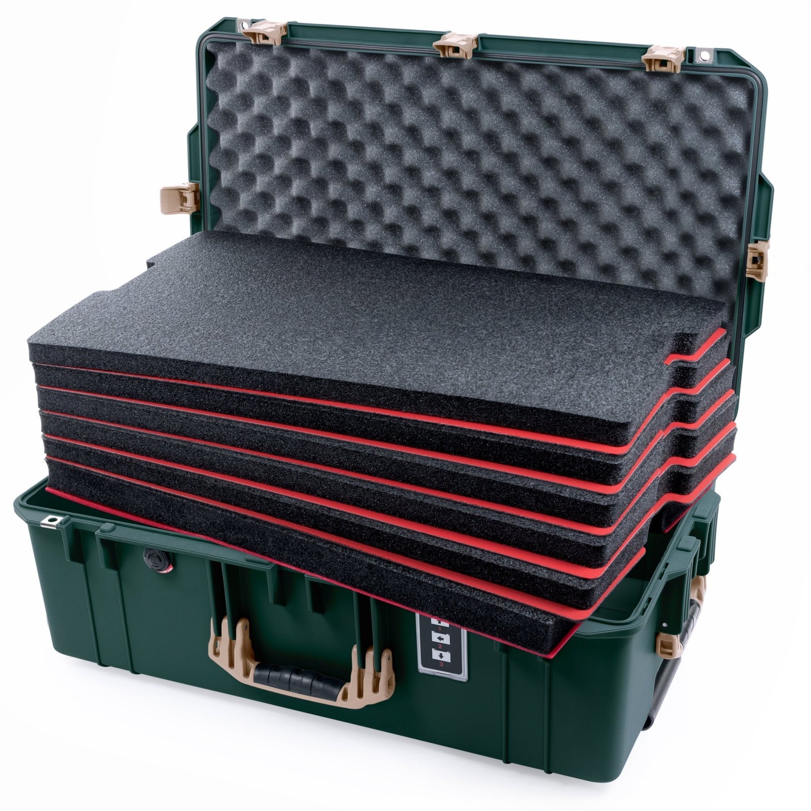 Pelican 1595 Air Case - Trekking Green & Desert Tan - DIY Tool Foam Kit / Convoluted Lid Foam