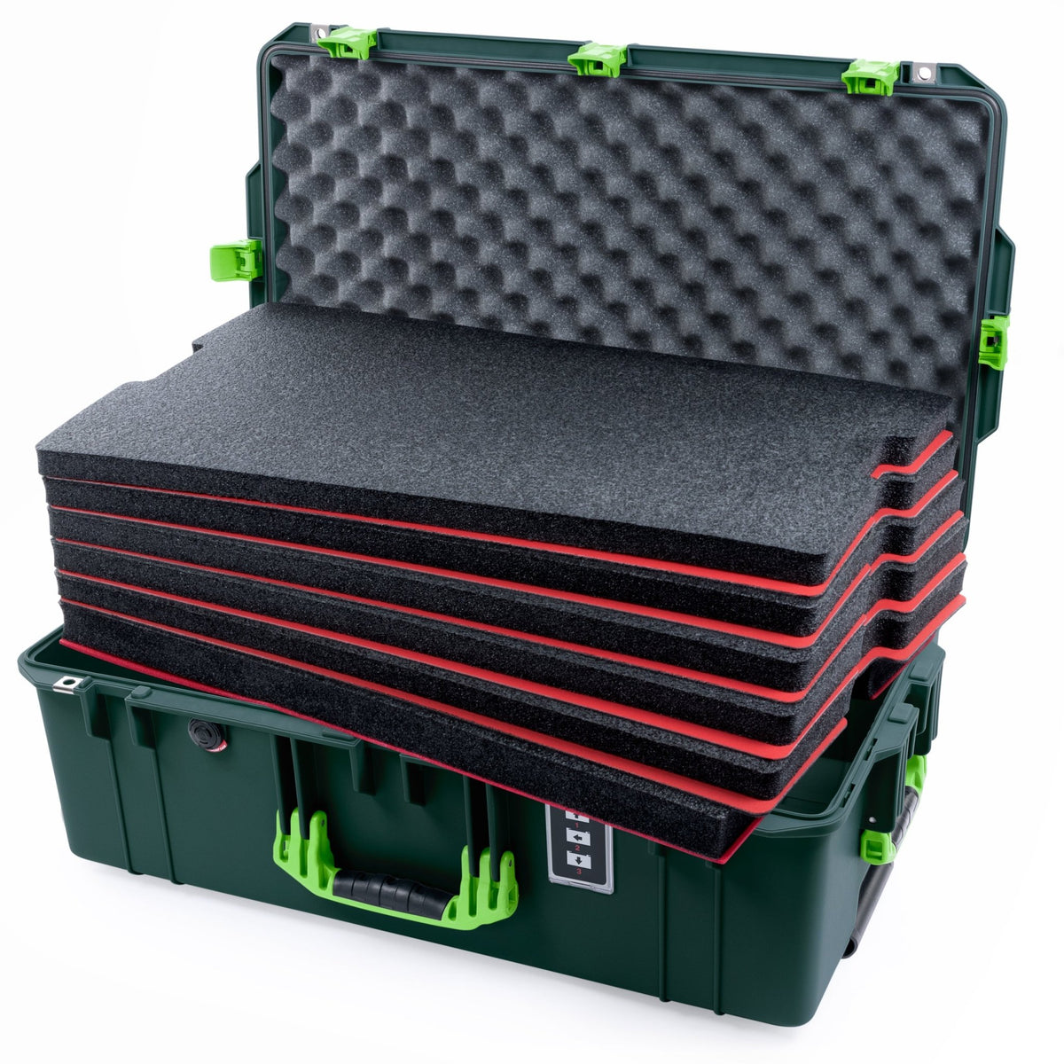 Pelican 1595 Air Case - Trekking Green & Lime Green - DIY Tool Foam Kit / Convoluted Lid Foam