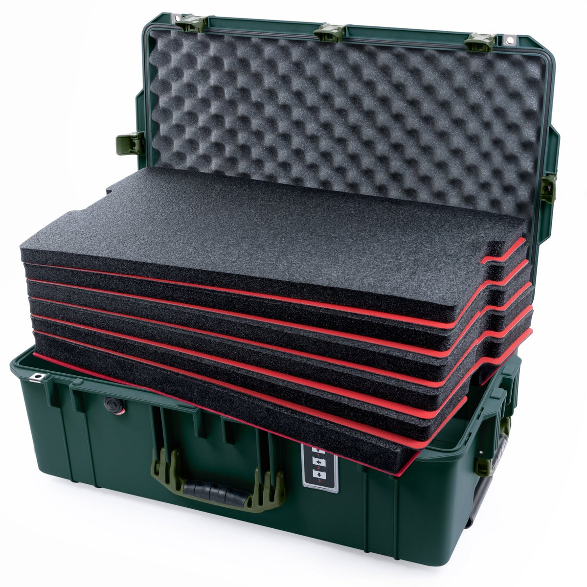 Pelican 1595 Air Case - Trekking Green & OD Green - DIY Tool Foam Kit / Convoluted Lid Foam