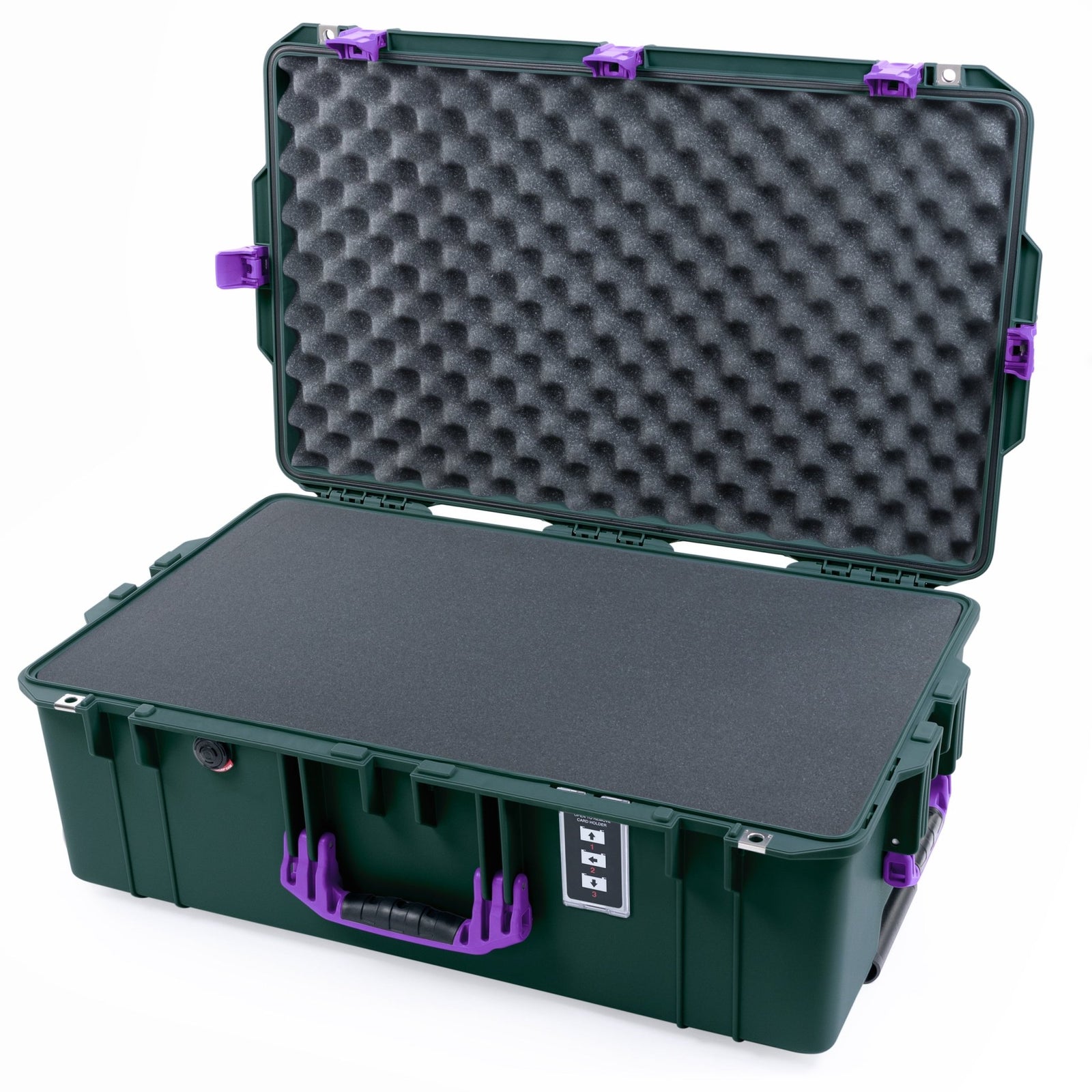 Pelican 1595 Air Case - Trekking Green & Purple - Pick & Pluck Foam / Convoluted Lid Foam