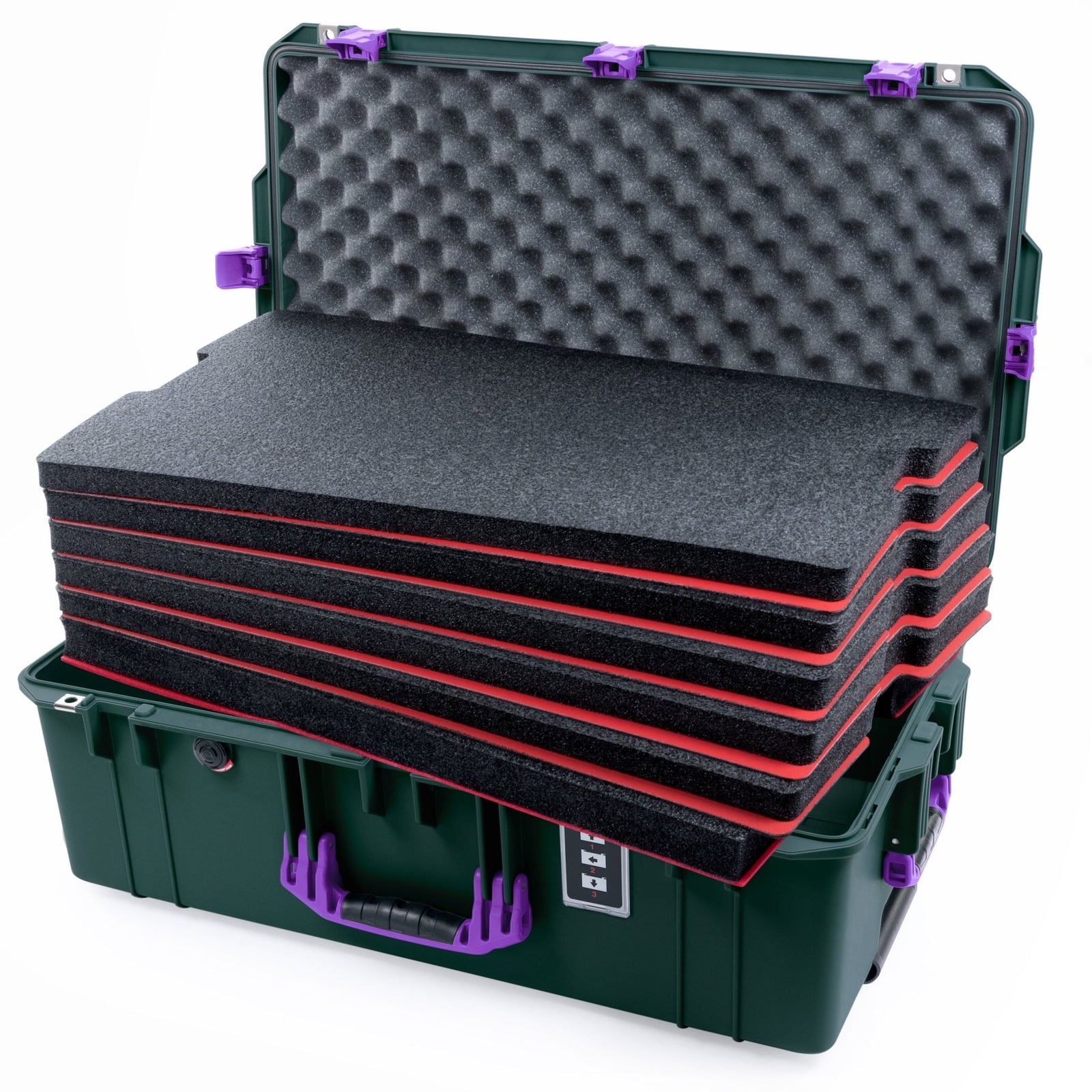 Pelican 1595 Air Case - Trekking Green & Purple - DIY Tool Foam Kit / Convoluted Lid Foam
