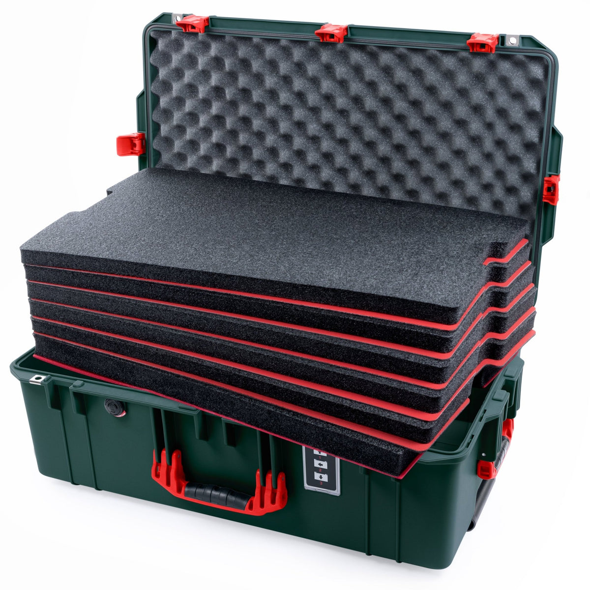 Pelican 1595 Air Case - Trekking Green & Red - DIY Tool Foam Kit / Convoluted Lid Foam