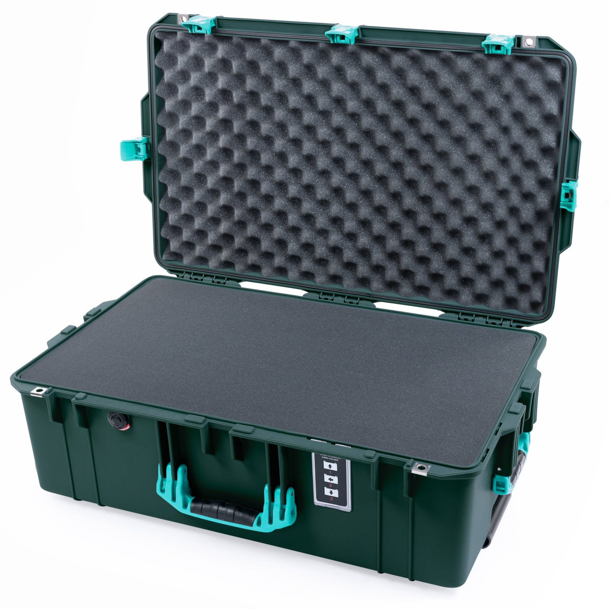 Pelican 1595 Air Case - Trekking Green &amp; Teal Trolley - Pick &amp; Pluck Foam / Convoluted Lid Foam