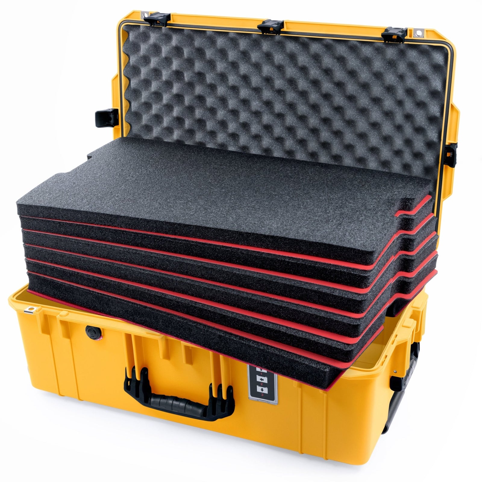 Pelican 1595 Air Case - Yellow & Black Trolley - DIY Tool Foam Kit / Convoluted Lid Foam