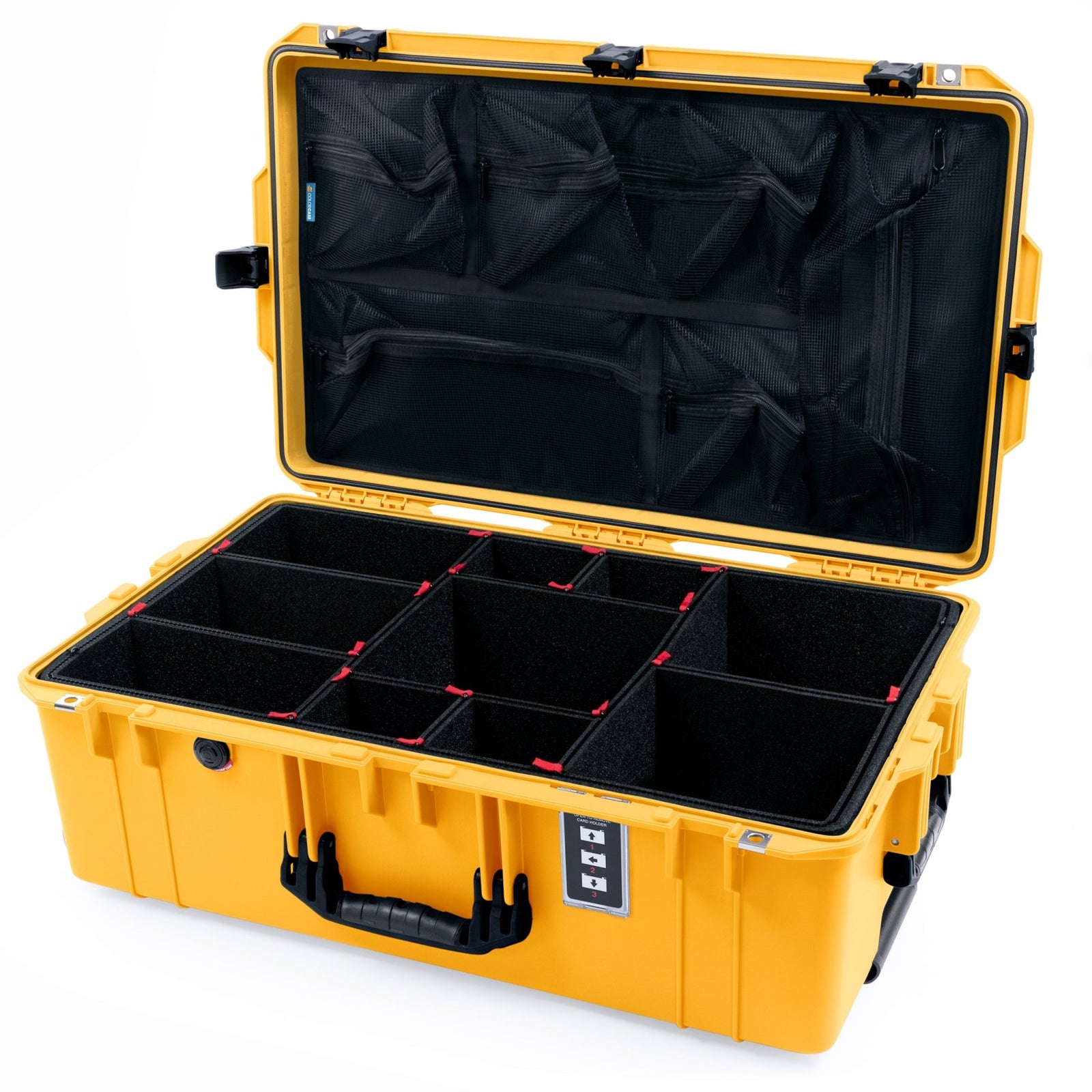 Pelican 1595 Air Case - Yellow & Black Trolley - TrekPak Divider System / Mesh Lid Organizer