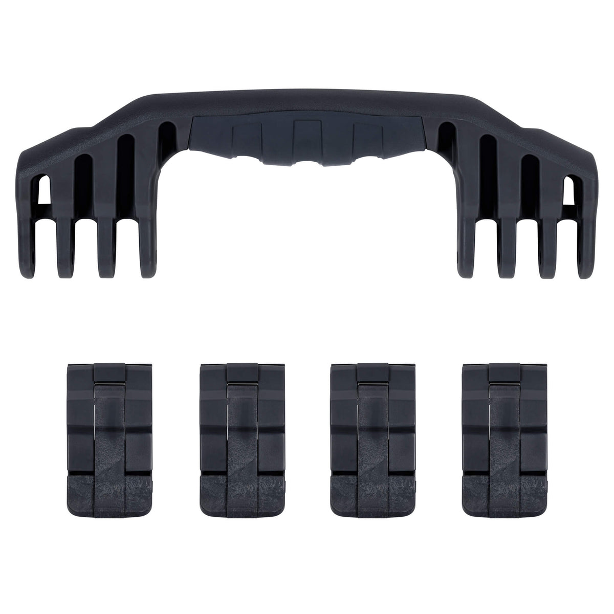 Pelican 1600 Replacement Handle &amp; Latch Set - Black (1 Handle, 4 Standard Latches) -