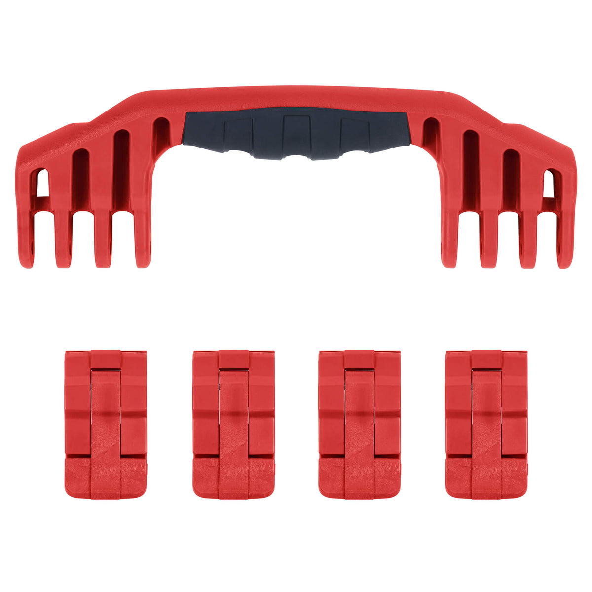Pelican 1600 Replacement Handle &amp; Latch Set - Red (1 Handle, 4 Standard Latches) -