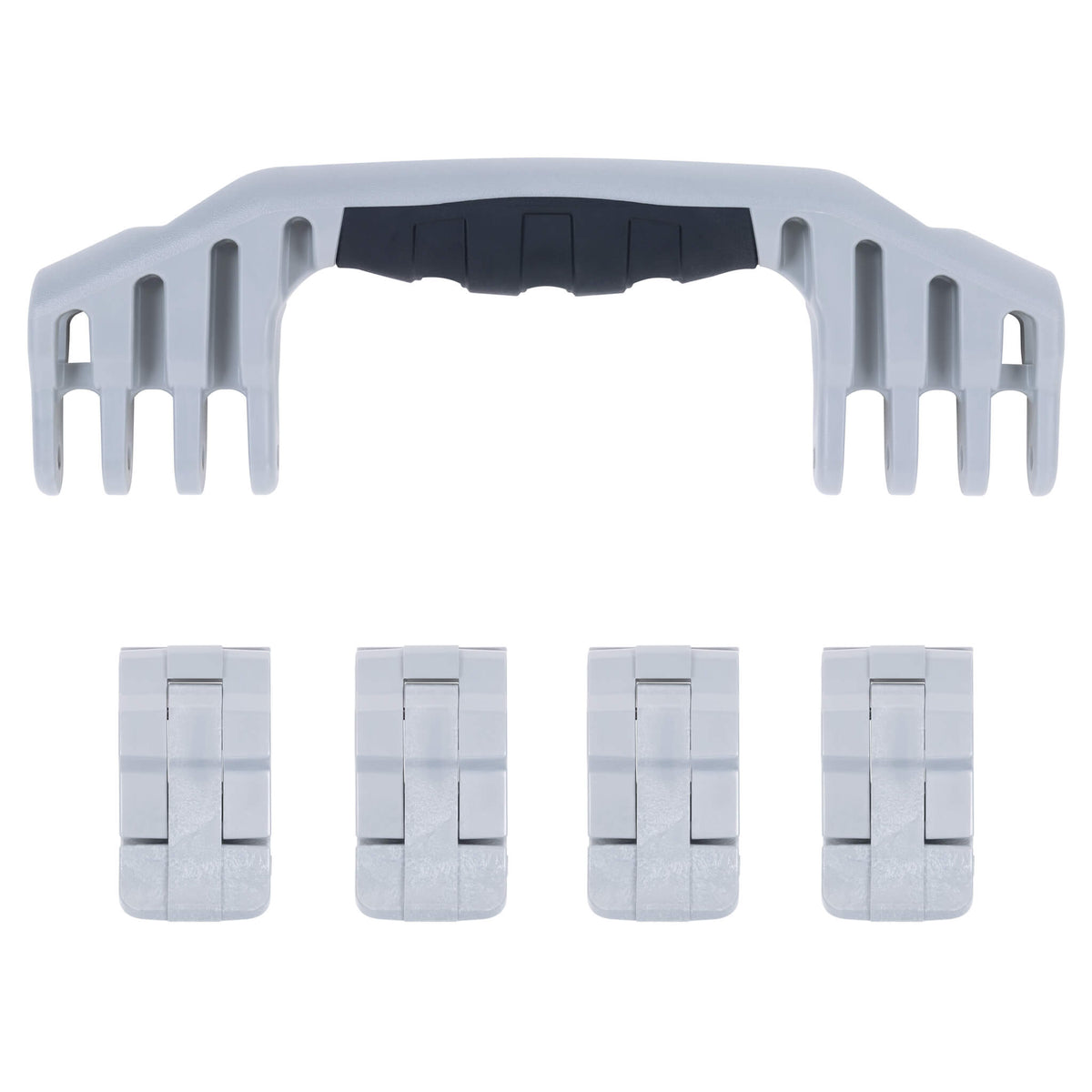 Pelican 1600 Replacement Handle &amp; Latch Set - Silver (1 Handle, 4 Standard Latches) -
