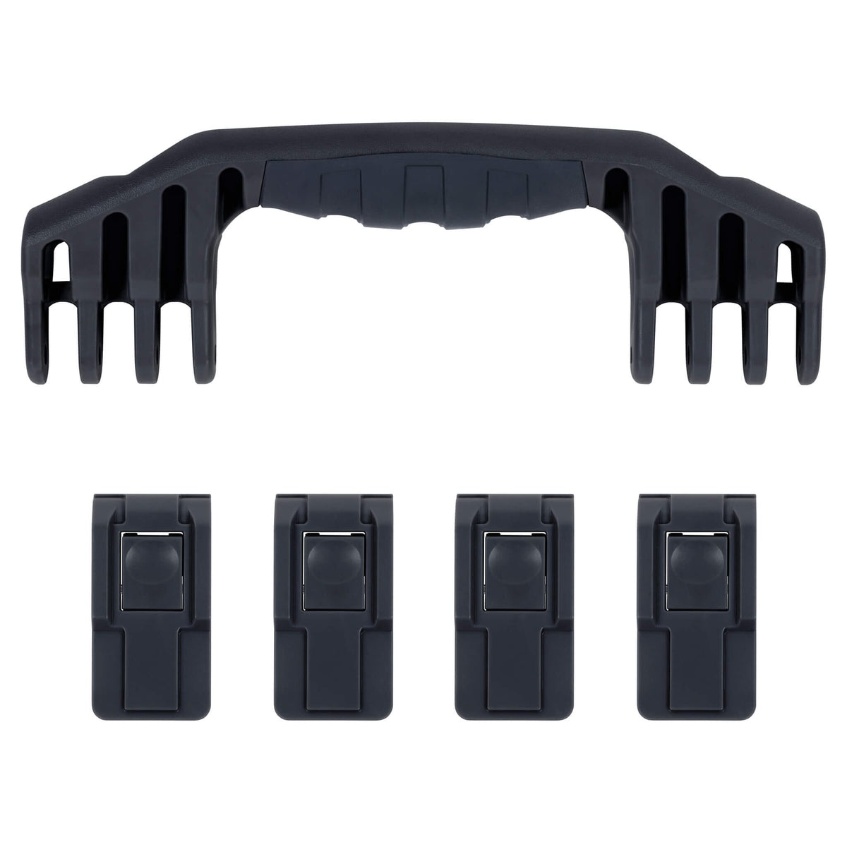 Pelican 1600 Replacement Handle &amp; Latch Set - Black (1 Handle, 4 Push-Button Latches) -