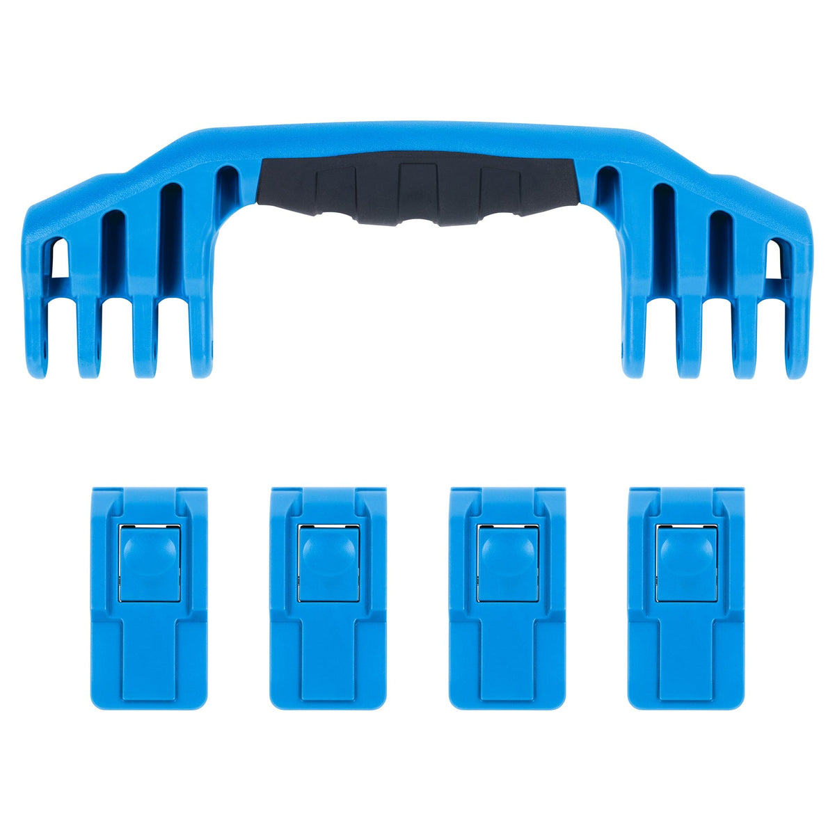 Pelican 1600 Replacement Handle &amp; Latch Set - Blue (1 Handle, 4 Push-Button Latches) -