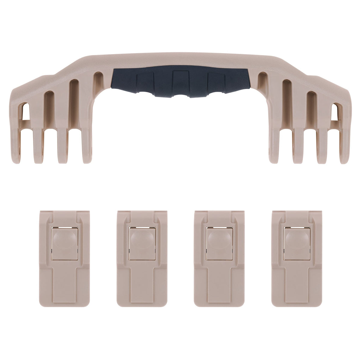 Pelican 1600 Replacement Handle &amp; Latch Set - Desert Tan (1 Handle, 4 Push-Button Latches) -