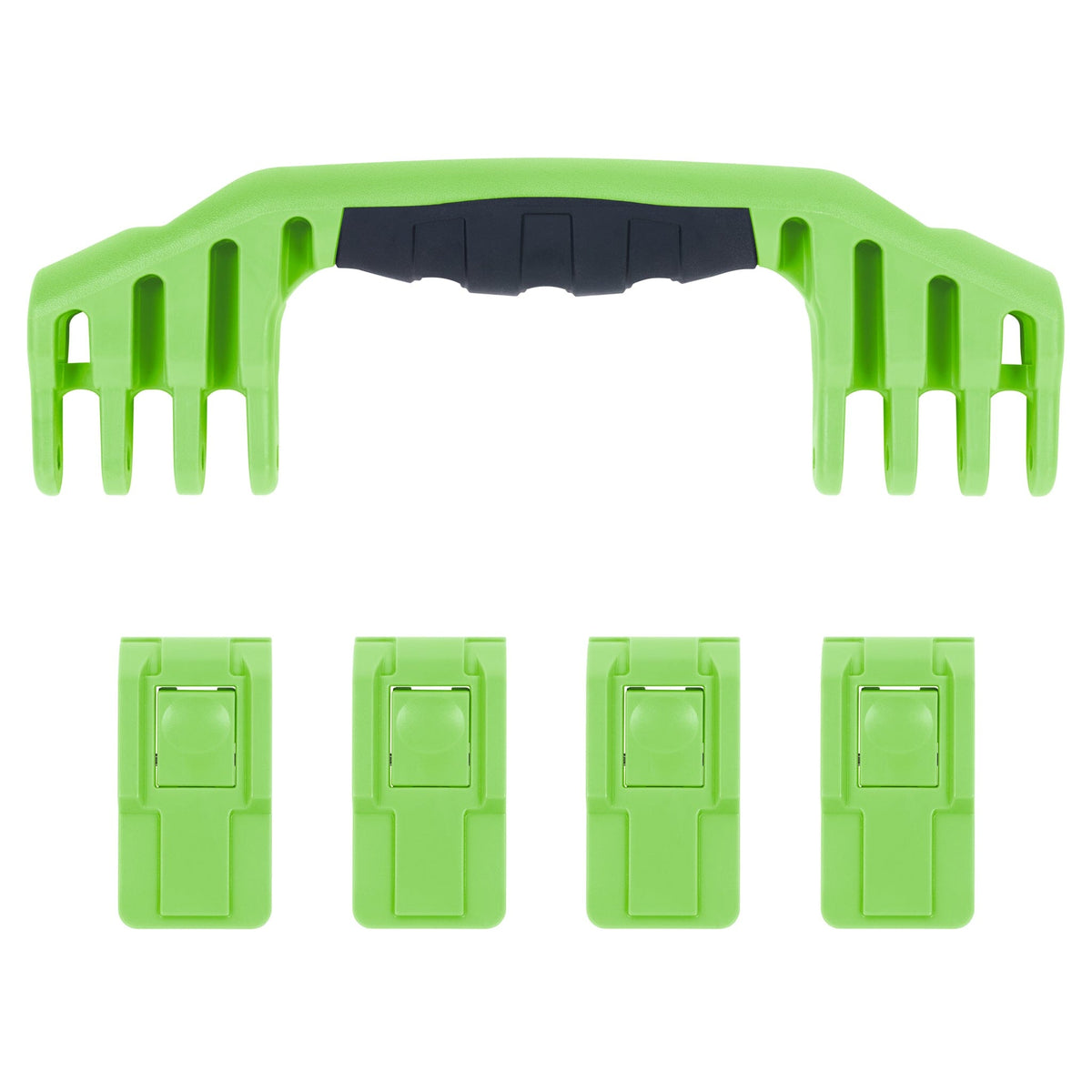 Pelican 1600 Replacement Handle &amp; Latch Set - Lime Green (1 Handle, 4 Push-Button Latches) -