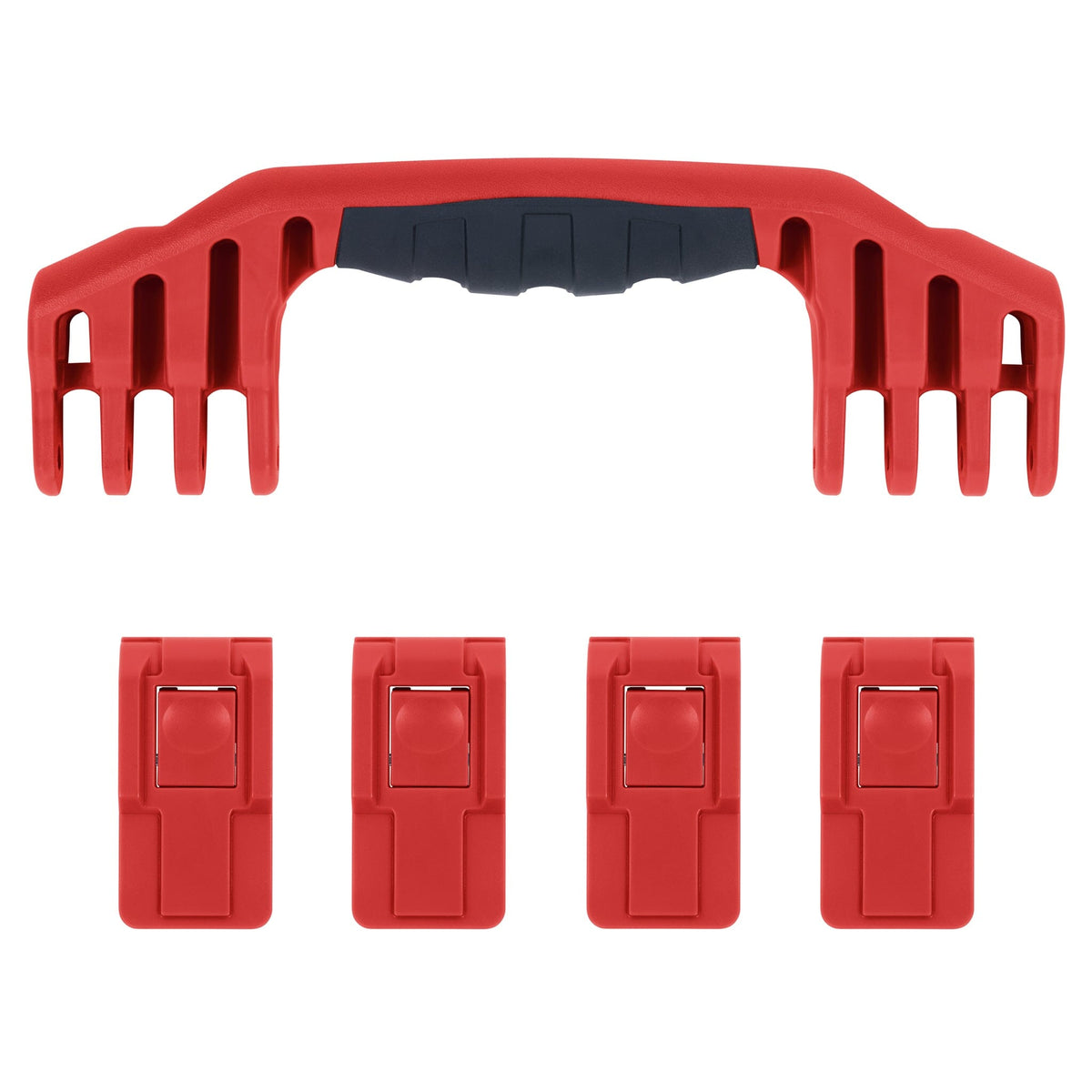 Pelican 1600 Replacement Handle &amp; Latch Set - Red (1 Handle, 4 Push-Button Latches) -
