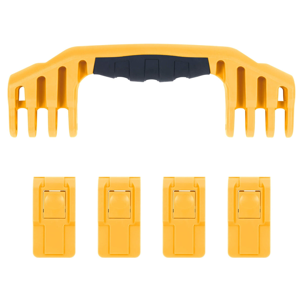 Pelican 1600 Replacement Handle &amp; Latch Set - Yellow (1 Handle, 4 Push-Button Latches) -